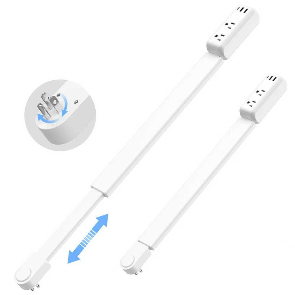 Electrical Outlet Extender Stick Power Strip with 180 Degree Swivel Arm, 23 to 34 Inch Adjustable Long Reach Wall Plug, 2 AC Outlets and 3 USB Ports for Bed Dorm Office Sofa