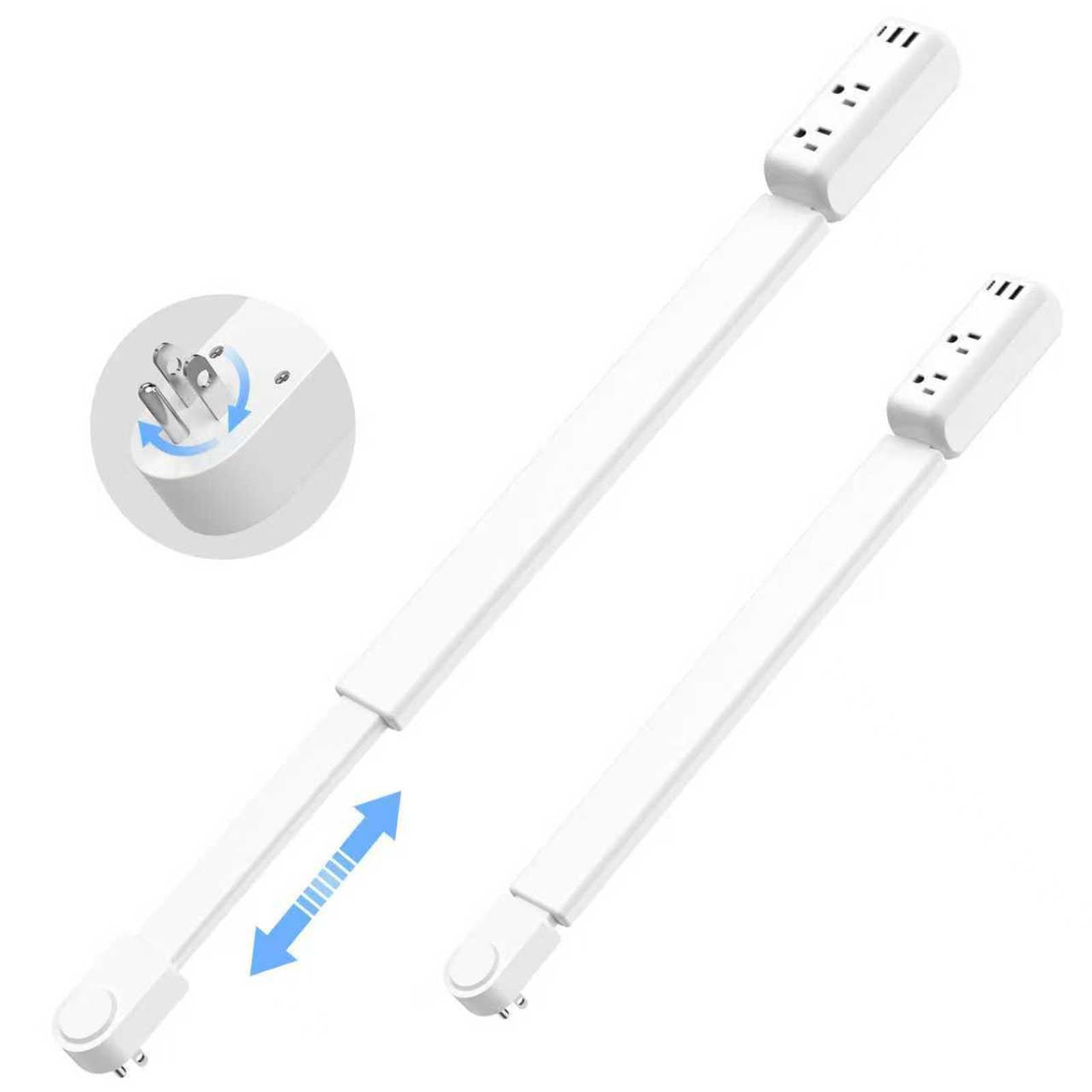 Electrical Outlet Extender Stick Power Strip with 180 Degree Swivel Arm, 23 to 34 Inch Adjustable Long Reach Wall Plug, 2 AC Outlets and 3 USB Ports for Bed Dorm Office Sofa