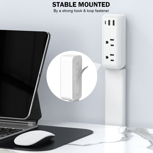 Electrical Outlet Extender Stick Power Strip with 180 Degree Swivel Arm, 23 to 34 Inch Adjustable Long Reach Wall Plug, 2 AC Outlets and 3 USB Ports for Bed Dorm Office Sofa