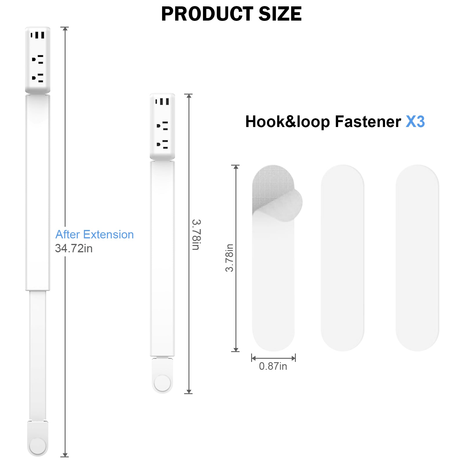 Electrical Outlet Extender Stick Power Strip with 180 Degree Swivel Arm, 23 to 34 Inch Adjustable Long Reach Wall Plug, 2 AC Outlets and 3 USB Ports for Bed Dorm Office Sofa
